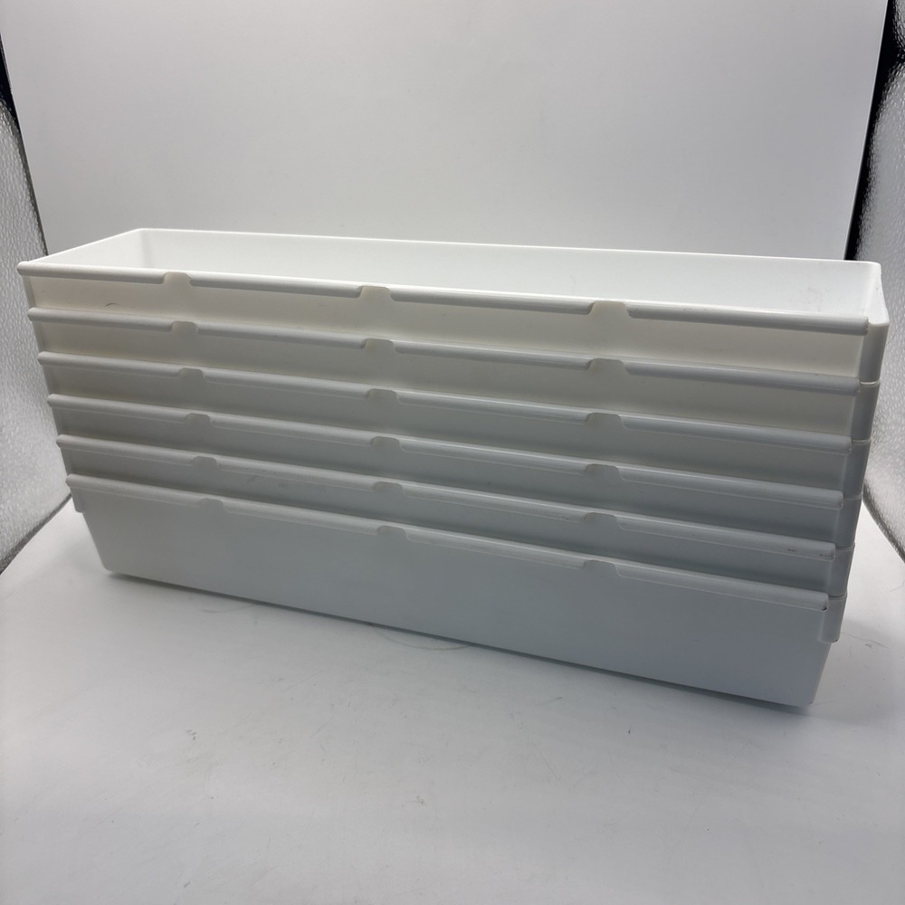Vtg 6x Rubbermaid Interlocking Drawer Organizers L3-2912  12 x 3 x 2 White NEW